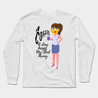 A Coffee a Day / Funny Mug / White mug, emoji cup, emoji mug, gift Long Sleeve T-Shirt